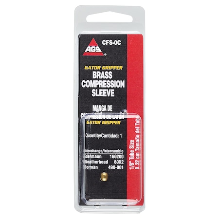 Ags Brass Compression Sleeve, 1/8 Tube, 1/card CFS-0C
